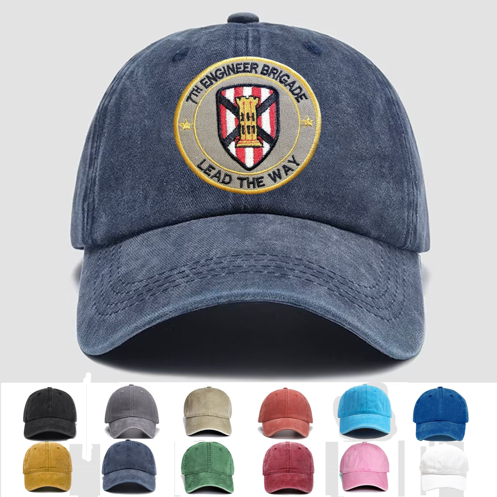 Custom Embroidered Hat US Army 7th Engineer Brigade “Lead The Way”, Trucker Hat