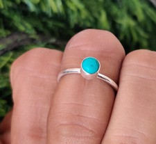Blue Turquoise Ring 925 Silver handmade Jewelry WomenGift For Mom All Size Size