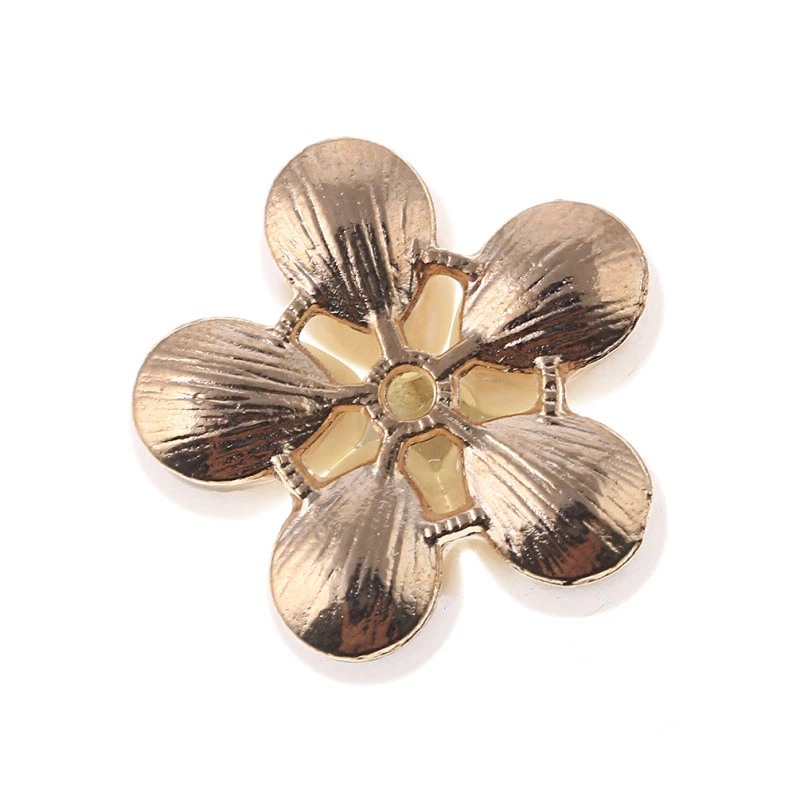 5x Pearl Rhinestone Flower Adhesive Button Buckle Women Clothing Decor Supplies - Image 3 of 4