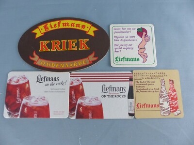 Lot of 5 different LIEFMANS KRIEK Beer mats bierviltje Bierdeckel C33