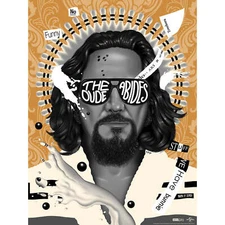 Big Lebowski The Dude Abides Limited Screen Print Art with Metallic Ink Poster