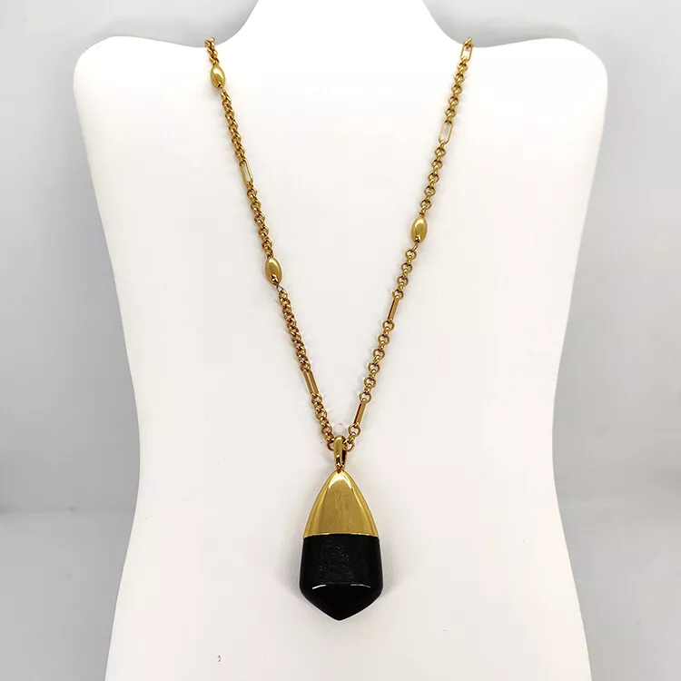 New Kendra Scott Frieda Long Necklace in Golden Obsidian Vintage