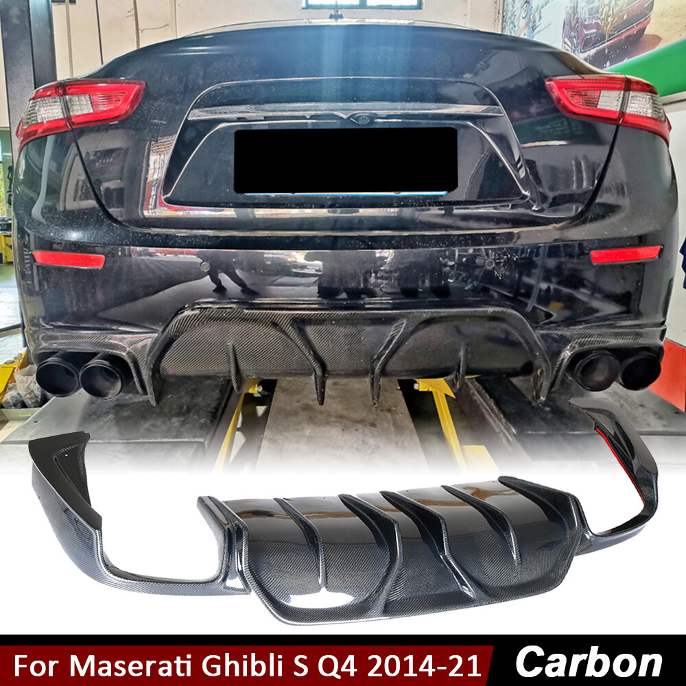 For Maserati Ghibli S Q4 Sedan 14UP REAL CARBON Rear Bumper Diffuser Lip Spoiler