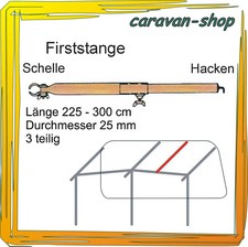 Dachhakenstange 25 mm 225-300 cm Firststange Zeltstangen Vorzelt Wohnwagen Zelt