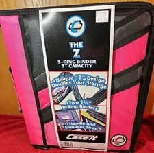 NWT Case-it The Z, 2-in-1 Zipper 3-Ring Binder, 3" Capacity, Pink Z-176 College