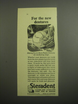 1948 Steradent Denture Cleaner Ad - For the new dentures