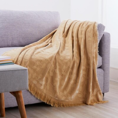 *Clover by Jo Garment Wash and Dye Jacquard Throw - Beige