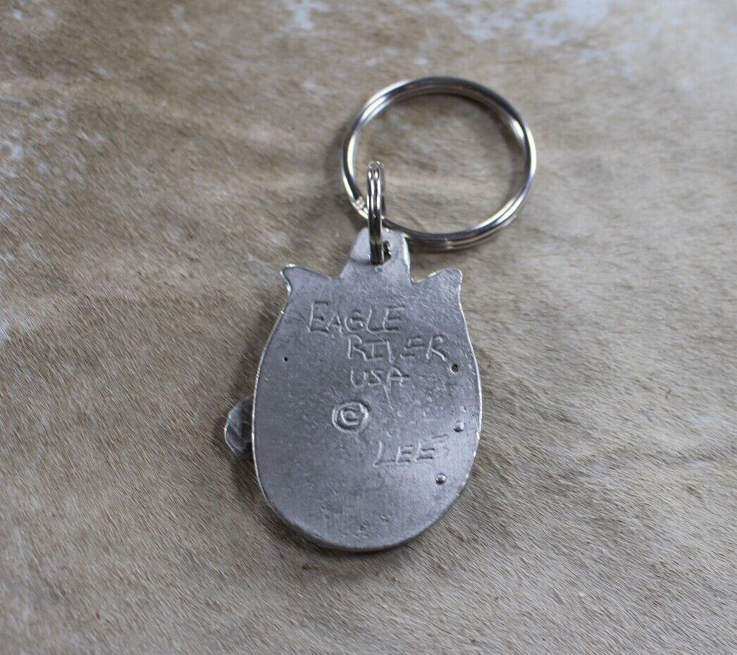 Llama Key Ring 2 x 1.50 in Horseshoe Diamond cut Pewter Handcrafted