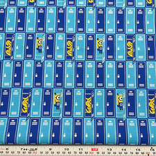 Despicable Me, Minions in Lockers Cranston Blue Cotton Fabric by the HALF YARD