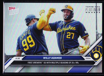 Willy Adames Brewers 25 HR Gary Sanchez 2024 Topps Now #618 Platinum Foil 1/1
