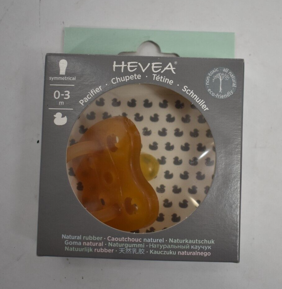 Hevea Baby Pacifier For 0-3 Months Symmetrical Shaped Design Natural Rubber