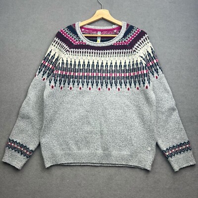 WEIRD FISH Pullover Damen UK 14 Strick Fairisle nordisch isländisch Scandi Passe aztekisch