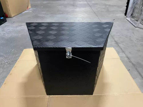 Black 725x420x460mm Aluminium Draw Bar Caravan Trailer Tool Box Top Open Box - Picture 3 of 10