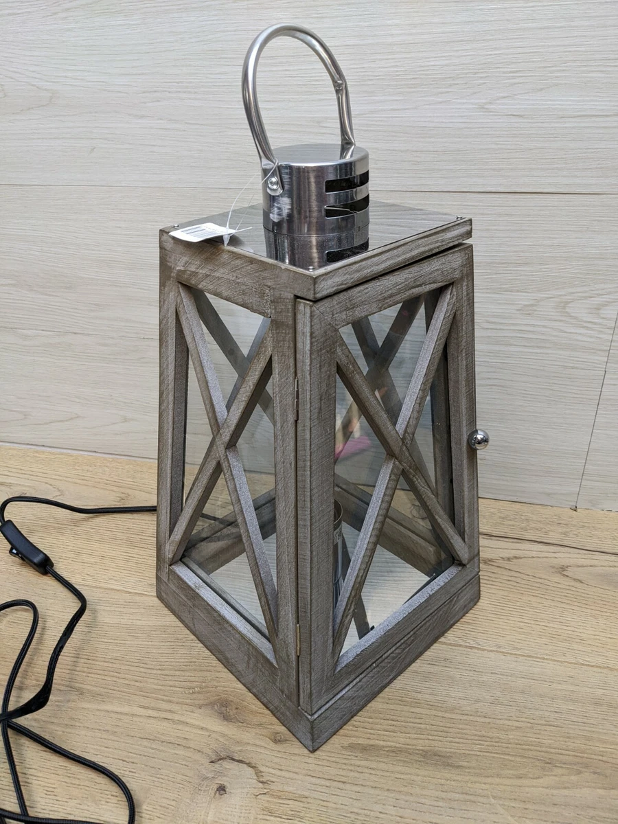 Grey lantern clearance table lamp