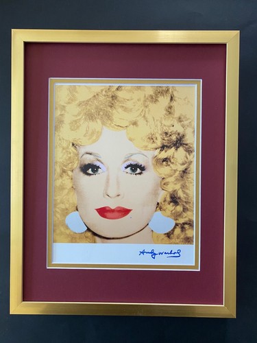 ANDY WARHOL + RARE 1984 SIGNED + DOLLY PARTON + PRINT MATTED AND FRAMED