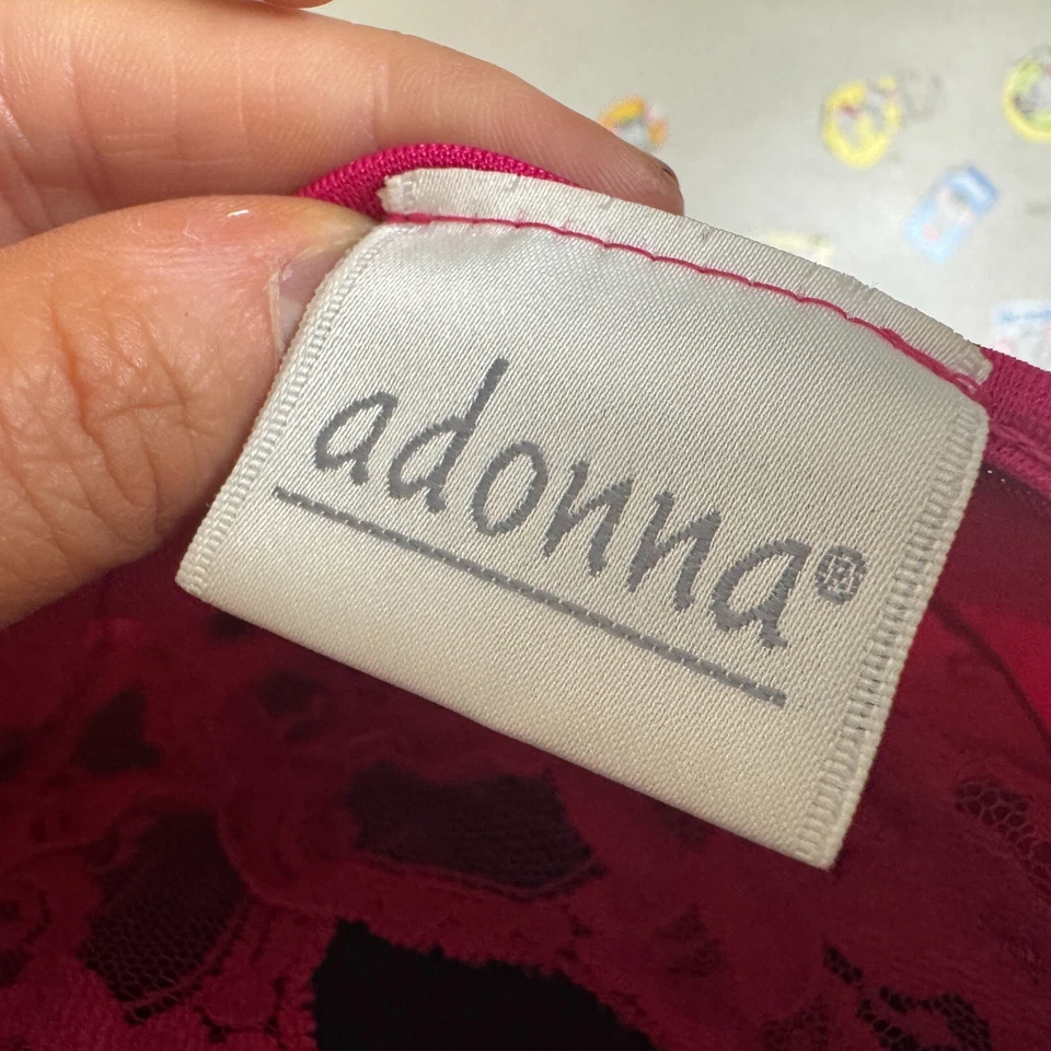 复古 Adonna 女式懒人迷笛连衣裙 L 码 V 领蕾丝粉色女性精致 — 第 4/4 张图片