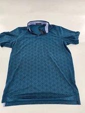 Greyson Lions Tooth Golf Polo Men’s M Blue Green Short Sleeve Performance Shirt