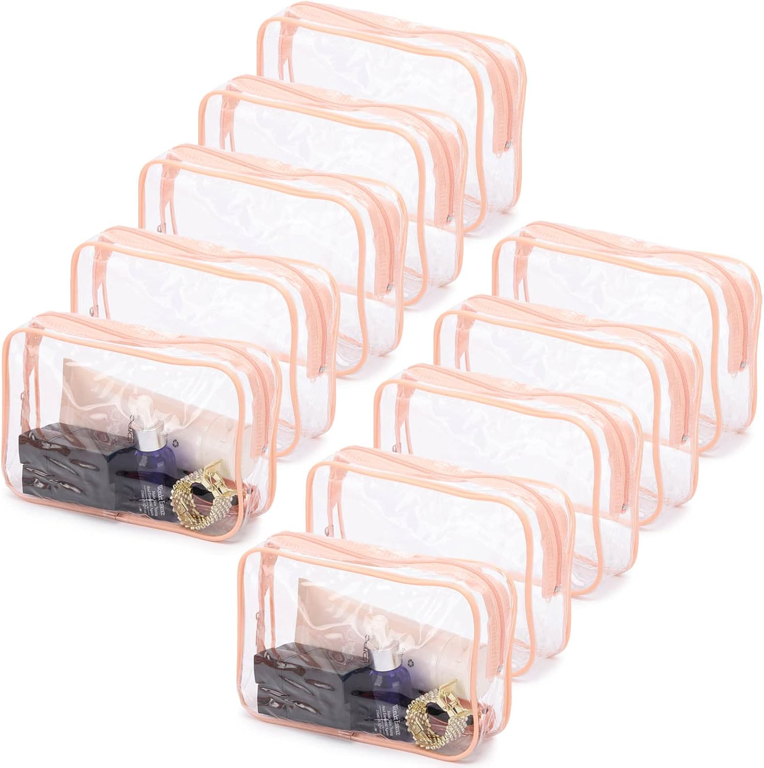 10 Pack Clear Cosmetic Bags Makeup Bags Portable Waterproof TSA Approved Travel