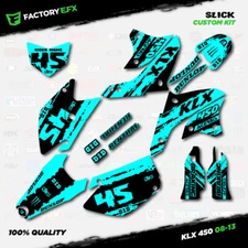 Black & Cyan Slick Racing Graphics Kit fits 08-18 Kawasaki KLX450 Klx 450 Decal