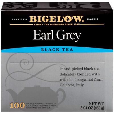 Bigelow Earl Grey Black Tea Bags, 100 Count Box Caffeinated Black