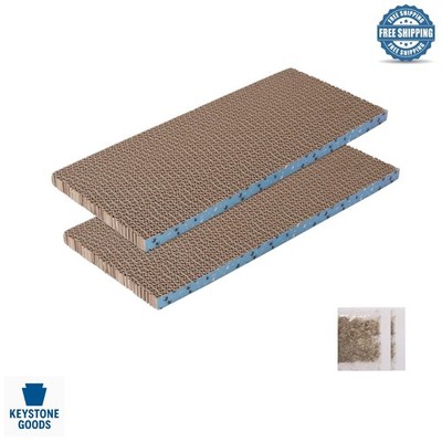 2-Pack Reversible Cat Scratcher Pads - Durable Cardboard for Indoor Cats