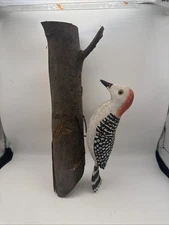 Original Hand Carved Hand Painted Woodpecker Signed by Artist