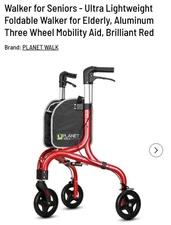 PLANETWALK Premium 3 Wheel Rollator Walker for Seniors-Ultra Lightweight - Blue