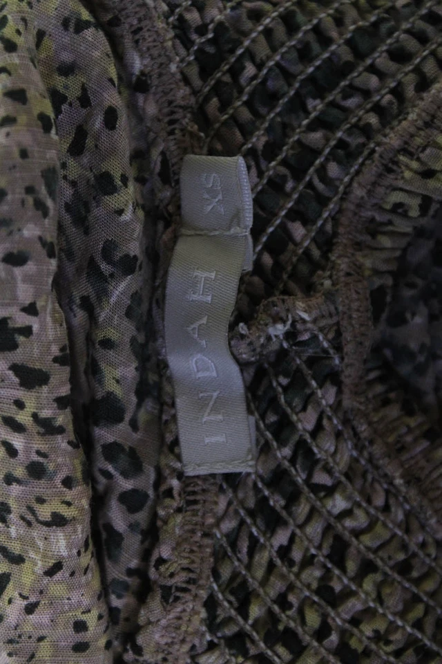 Indah 女式 Maxi Sundress 米色动物印花波西米亚无袖人造丝 XS 码 — 第 4/4 张图片