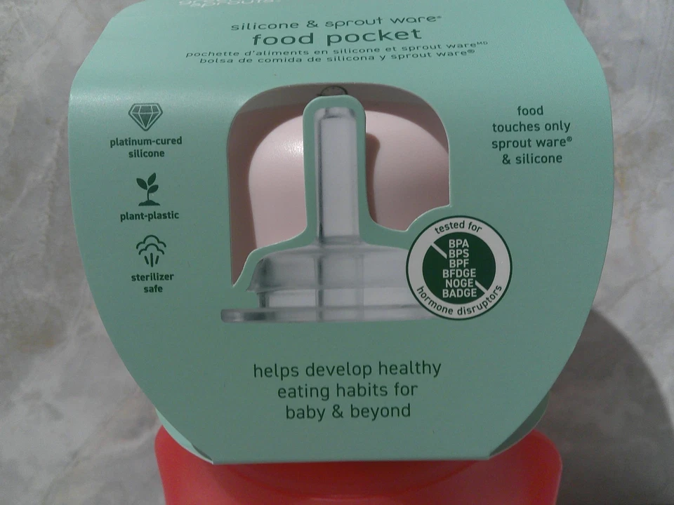 Bolsillo para alimentos Green Sprouts rosa oscuro de silicona y brotes 5 oz/9+ meses Foto 3 de 4