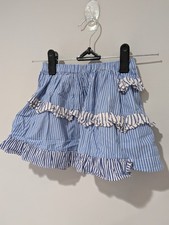 Jcrew Crewcuts Girls Blue White Striped Tiered Ruffle Skirt Sz 2 Cotton Nautical