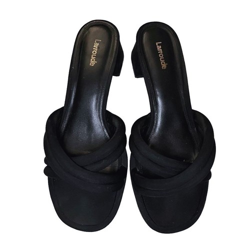 Larroude Black Strappy Block Heel Sandals Size 9