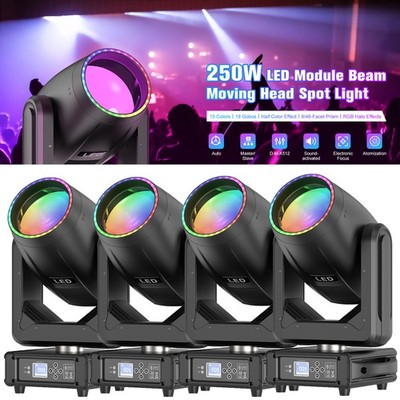 4PCS LED 250W Module Beam Moving Head Light Spot 48Prism Stage Lighting Disco