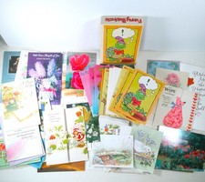 Vintage Greeting Cards 81 Piece Lot Happy Birthday Get Well Valentine Crafting