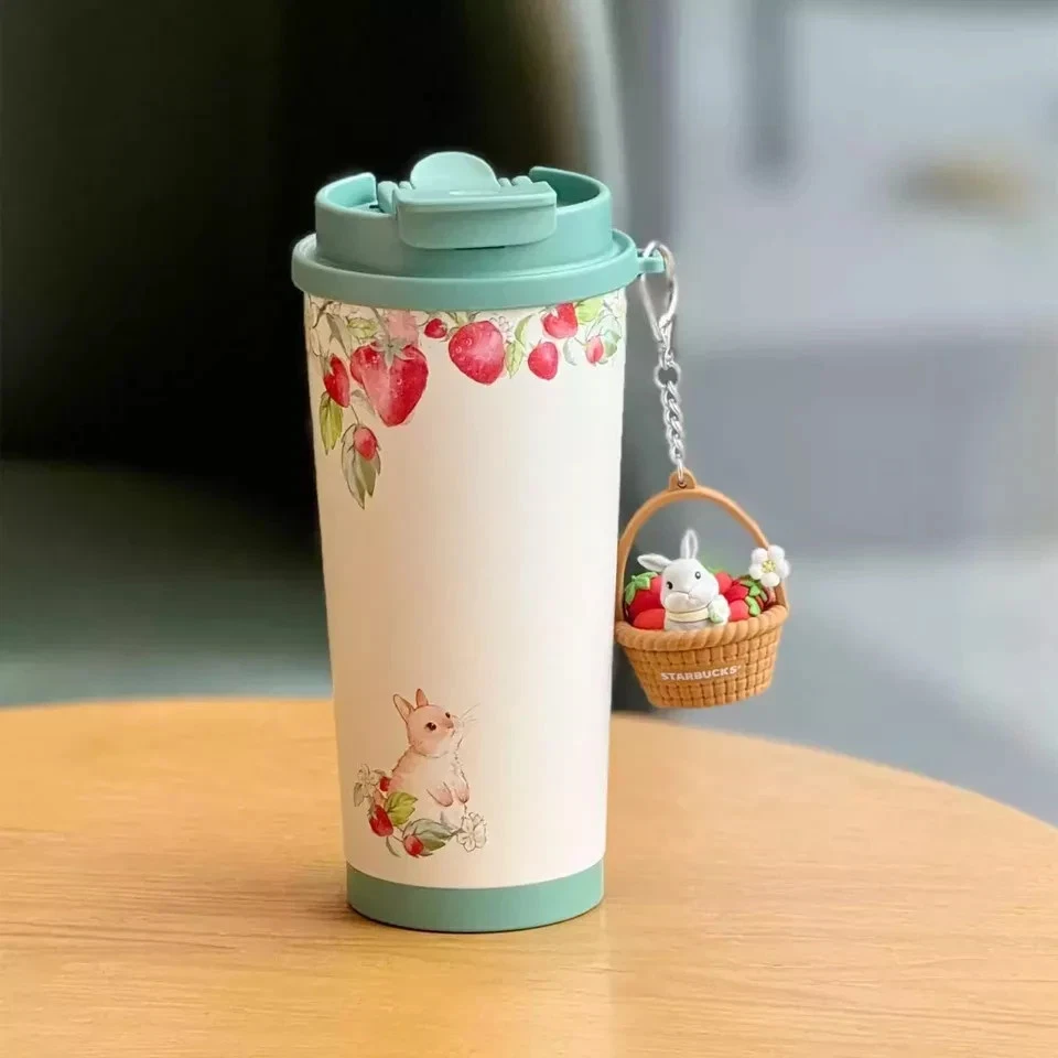 New 2025 China Starbucks Strawberry Rabbit 16oz SS Double Drink Tumbler Cup - Image 2 of 4