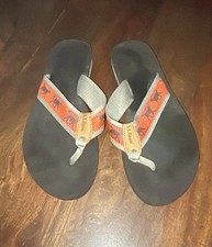 LL BEAN Original Maine Isle Flip-Flops Beach Sandals Black Labrador Dog Womens 8