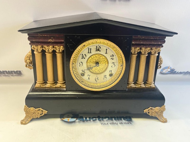 Vintage Wm. L. Gilbert Clock Co. Cleburne Mantle/ Shelf Clock As-Is Parts Repair