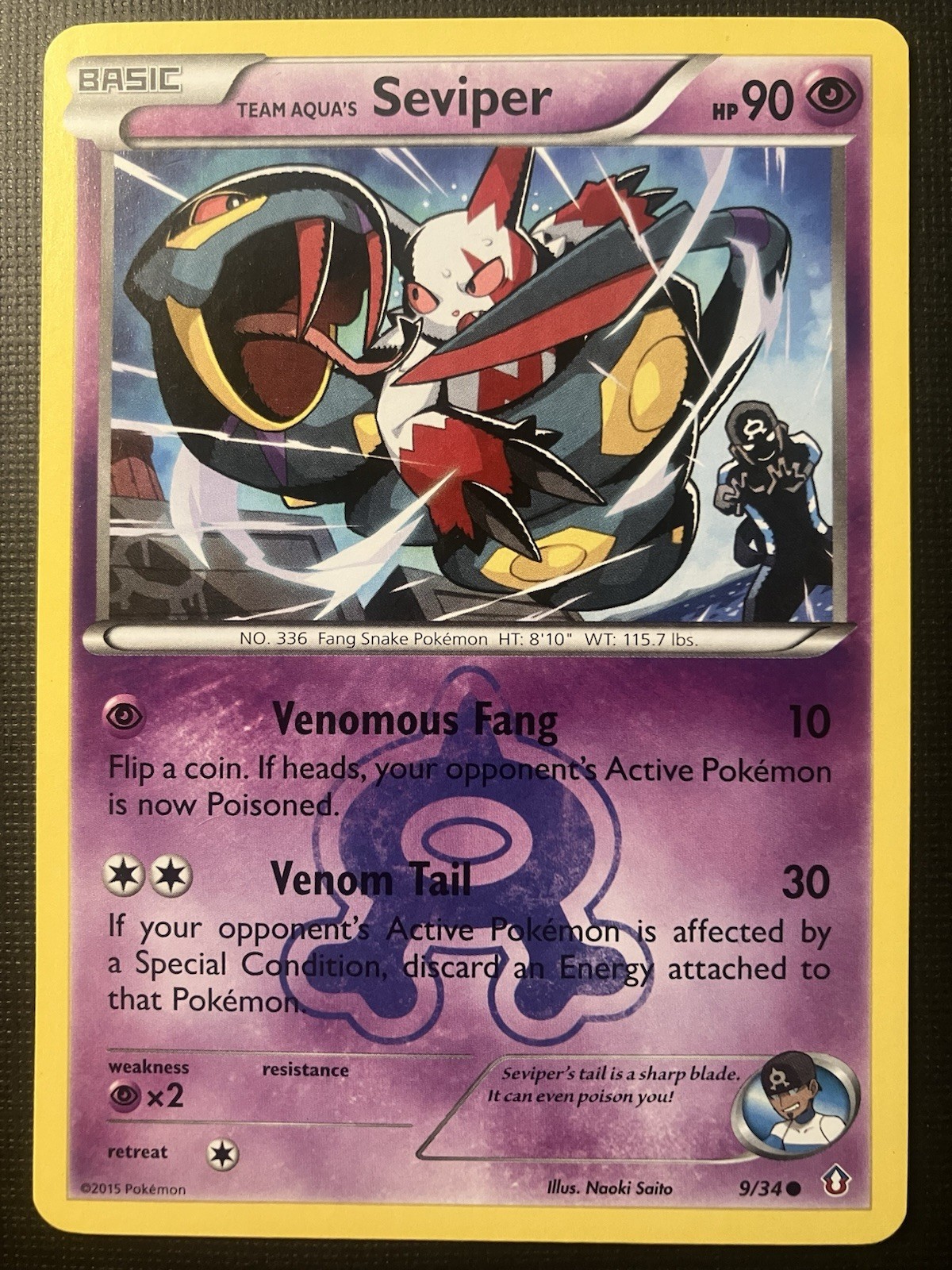 Team Aqua's Seviper 9/34 Pokemon XY Double Crisis 2015 Regular LP