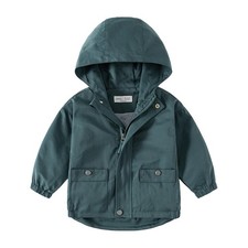 Baby Boys Green Hooded Jacket Toddler Long Sleeve Windproof Spring Kids Zip U...