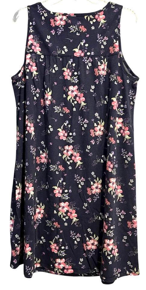 Croft & Barrow Size Medium Navy Blue Floral Sleeveless Lace Pintuck Nightgown - Image 2 of 4