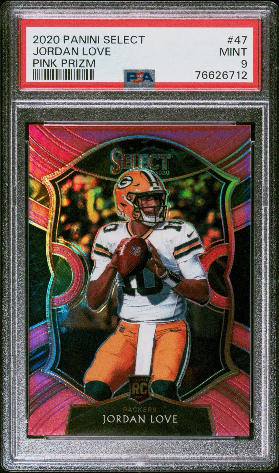 2020 Select Jordan Love PINK PRIZM ROOKIE /10 PSA 9 #47 SP Case Hit Packers
