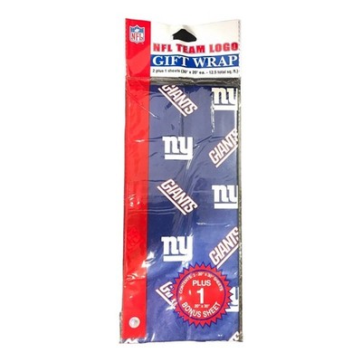 New York Giants NFL Team Gift Wrap 3 Sheets 30x20 Inches