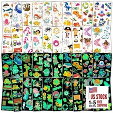 Luminous Tattoos for Kids, 200 Mixed Styles Temporary Tattoos Stickers Set