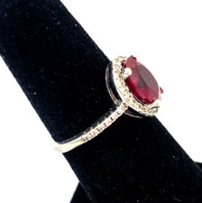 925 Sterling Silver Lab Created Ruby Ring with CZs Size 6 / Ring Weighs 2.5g
