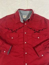 Express Rider Shirt Mens L Red Embroidered We...
