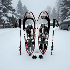 Denali Pro Snowshoes Kit 9x30 | Heavy Duty Winter Set w/Poles & Carry Bag 250 lb