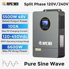 5500W Solar Hybrid Inverter 48V 110V/220V AC Split Phase Off-Grid Pure Sine MPPT