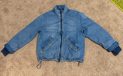 Levi Strauss Men's Blue Puffer Jacket Full Zip Stand-Up Collar Pockets S