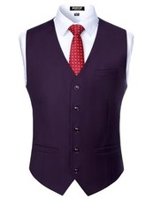 Men's Classic Slim Fit Dress Vest Formal Wedding Prom Tuxedo Suit Large Purple