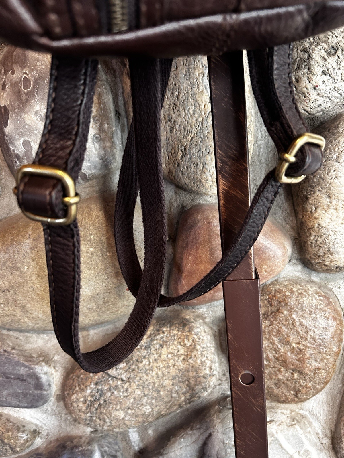 Fossil Small Brown Leather Drawstring Backpack Pu… - image 11