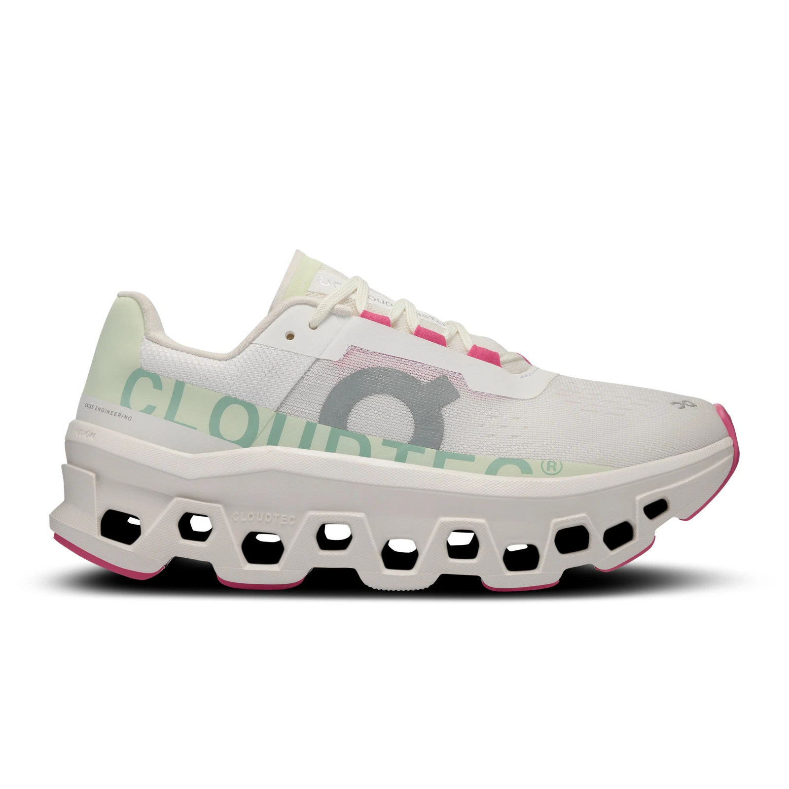 Women's On Cloudmonster, White/Lima, 10 B Medium US